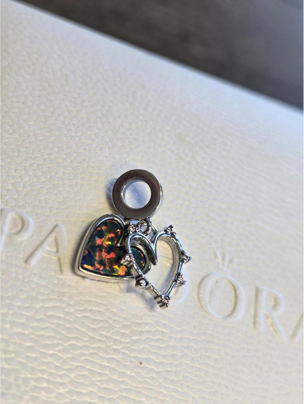 Pandora Heart Charm with Colorful Inlay and Inspirational Quote